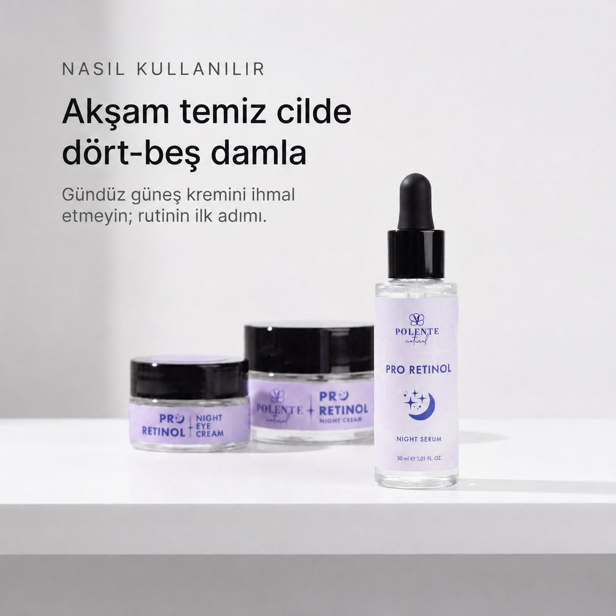 PRO RETİNOL NIGHT SERUM 30 ml — Akşam temiz cilde dört-beş damla