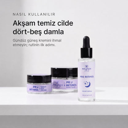 PRO RETİNOL NIGHT SERUM 30 ml — Akşam temiz cilde dört-beş damla
