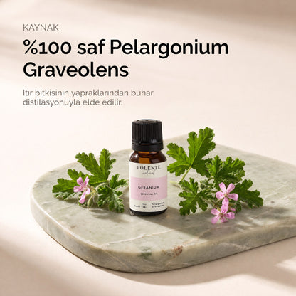 Itır Uçucu Yağı 10 ml — %100 saf Pelargonium Graveolens — yapraklardan buhar distilasyonu
