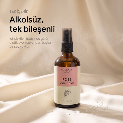 Gül Suyu %100 saf hidrosol 100 ml — alkolsüz, tek bileşenli: şişe yalnız, havada ince su buğusu