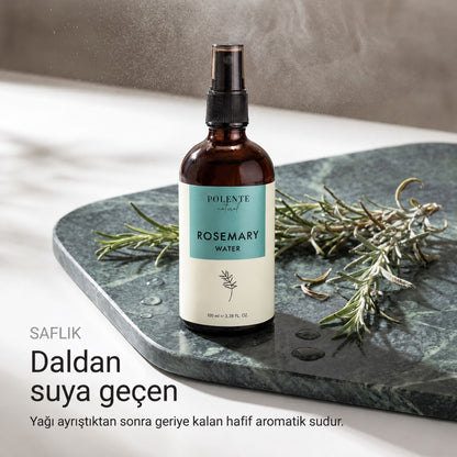 Biberiye Suyu %100 saf hidrosol 100 ml — daldan suya geçen aromatik su, tepeden görünüm