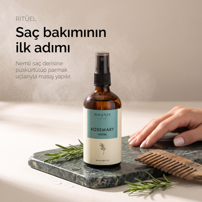 Biberiye Suyu %100 saf hidrosol 100 ml — serpantin taş ve tahta tarakla saç bakımının ilk adımı karesi