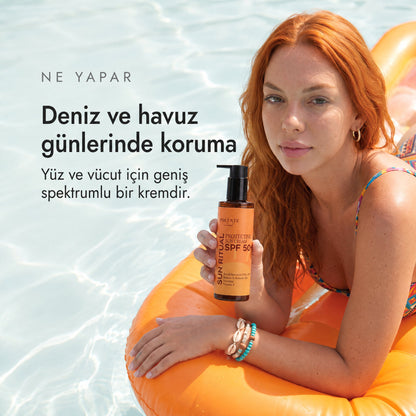 SPF 50+ Protective Sun Cream 200 ml — deniz ve havuz günlerinde koruma, yüz ve vücut için geniş spektrumlu güneş kremi