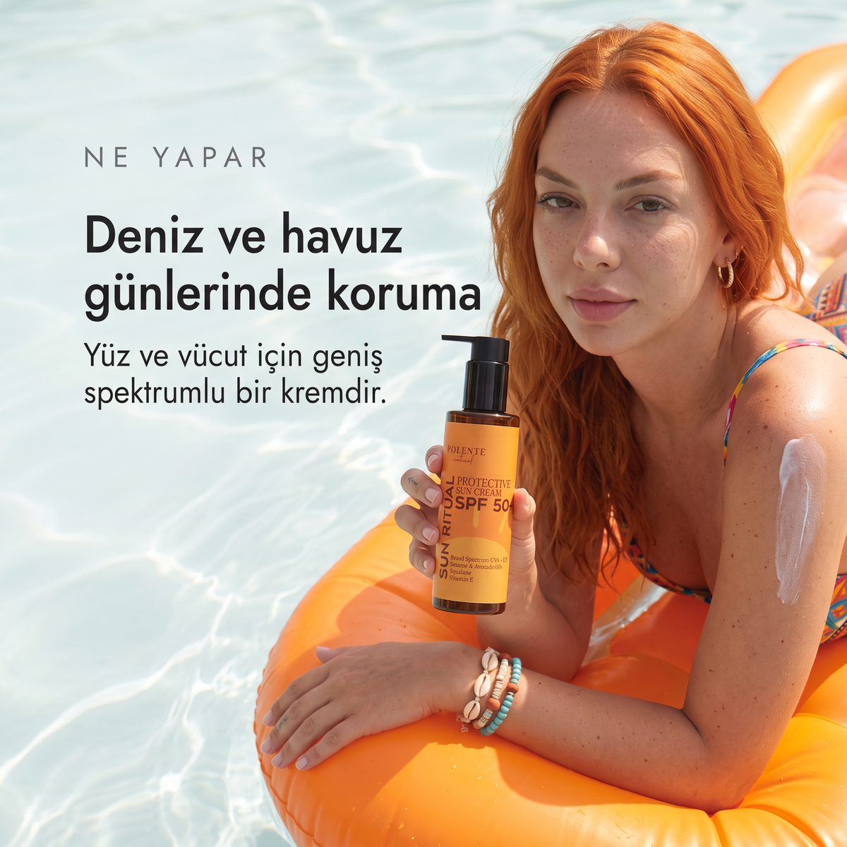SPF 50+ Protective Sun Cream 200 ml — deniz ve havuz günlerinde koruma, yüz ve vücut için geniş spektrumlu güneş kremi
