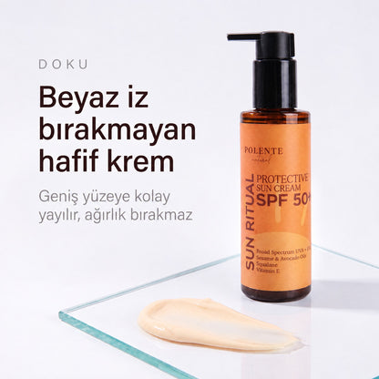 SPF 50+ Protective Sun Cream 200 ml — beyaz iz bırakmayan hafif krem dokusu