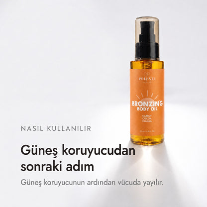 Bronzing Body Oil 100 ml — güneş koruyucudan sonraki adım, vücuda nasıl yayılır