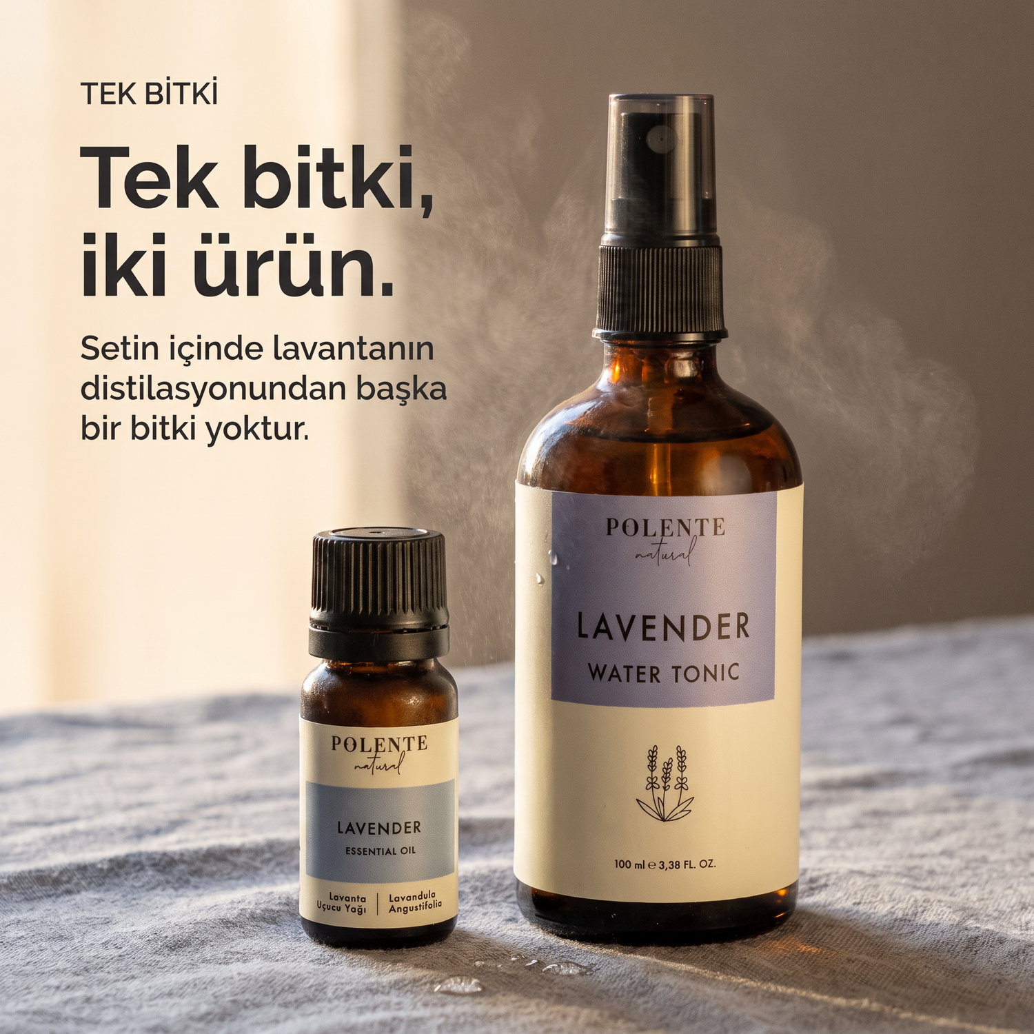 Lavanta Uçucu Yağı &amp; Lavanta Suyu Seti — tek bitki iki ürün, lavanta uçucu yağı ve suyu bir arada