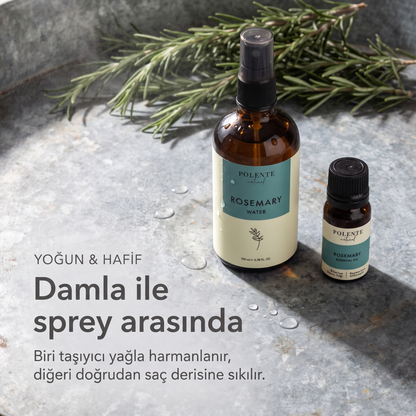 Biberiye Uçucu Yağı &amp; Biberiye Suyu Seti — yoğun uçucu yağ ve hafif hidrosol, damla ile sprey arasındaki fark
