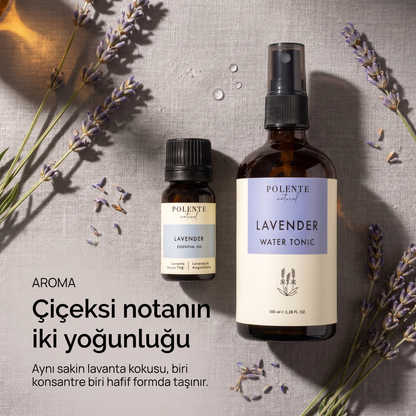 Lavanta Uçucu Yağı &amp; Lavanta Suyu Seti — lavanta aromasının iki yoğunluğu, konsantre yağ ve hafif su