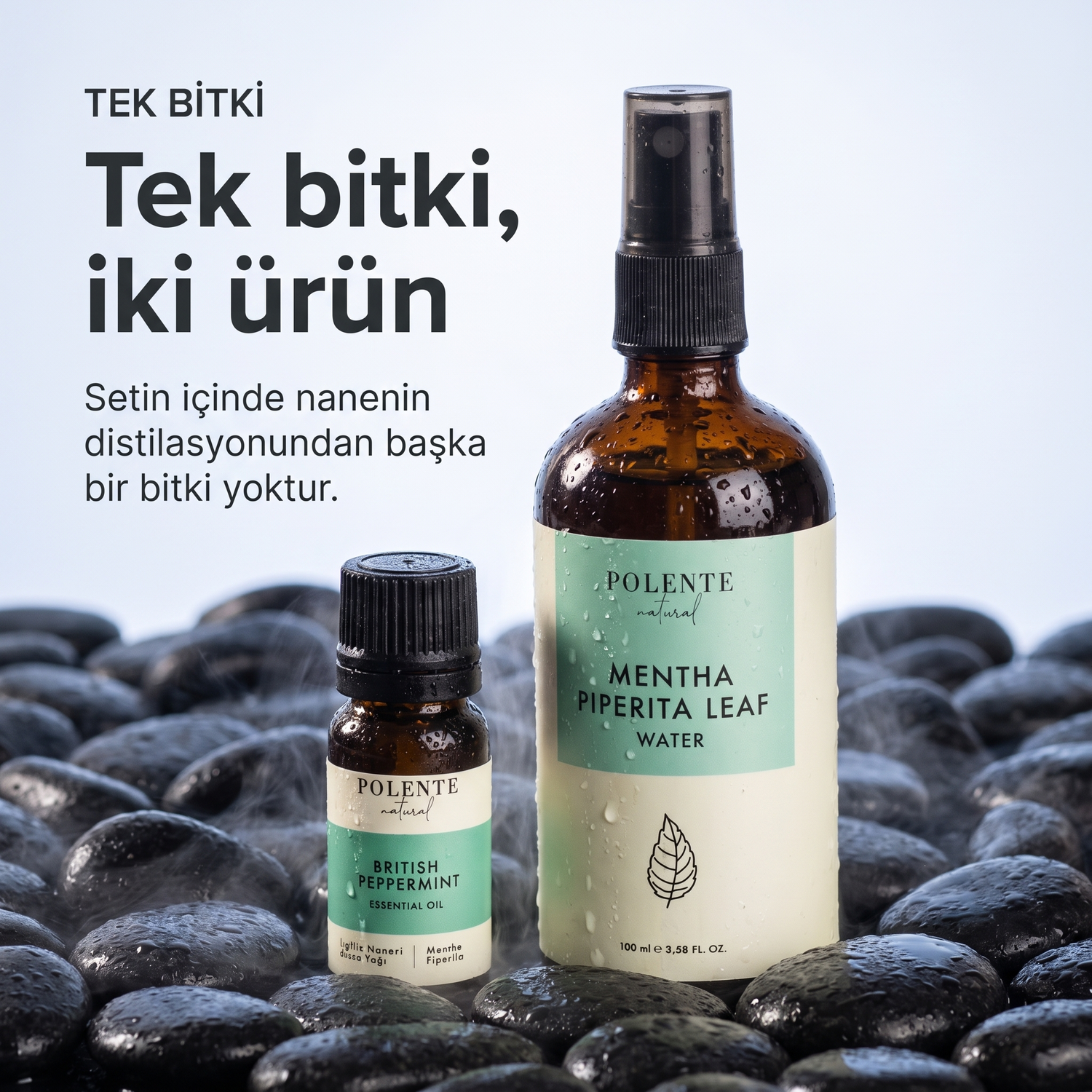 Nane Uçucu Yağı &amp; Nane Suyu Seti — tek bitki iki ürün, nane uçucu yağı ve suyu bir arada