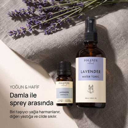 Lavanta Uçucu Yağı &amp; Lavanta Suyu Seti — yoğun uçucu yağ ve hafif hidrosol, damla ile sprey arasındaki fark