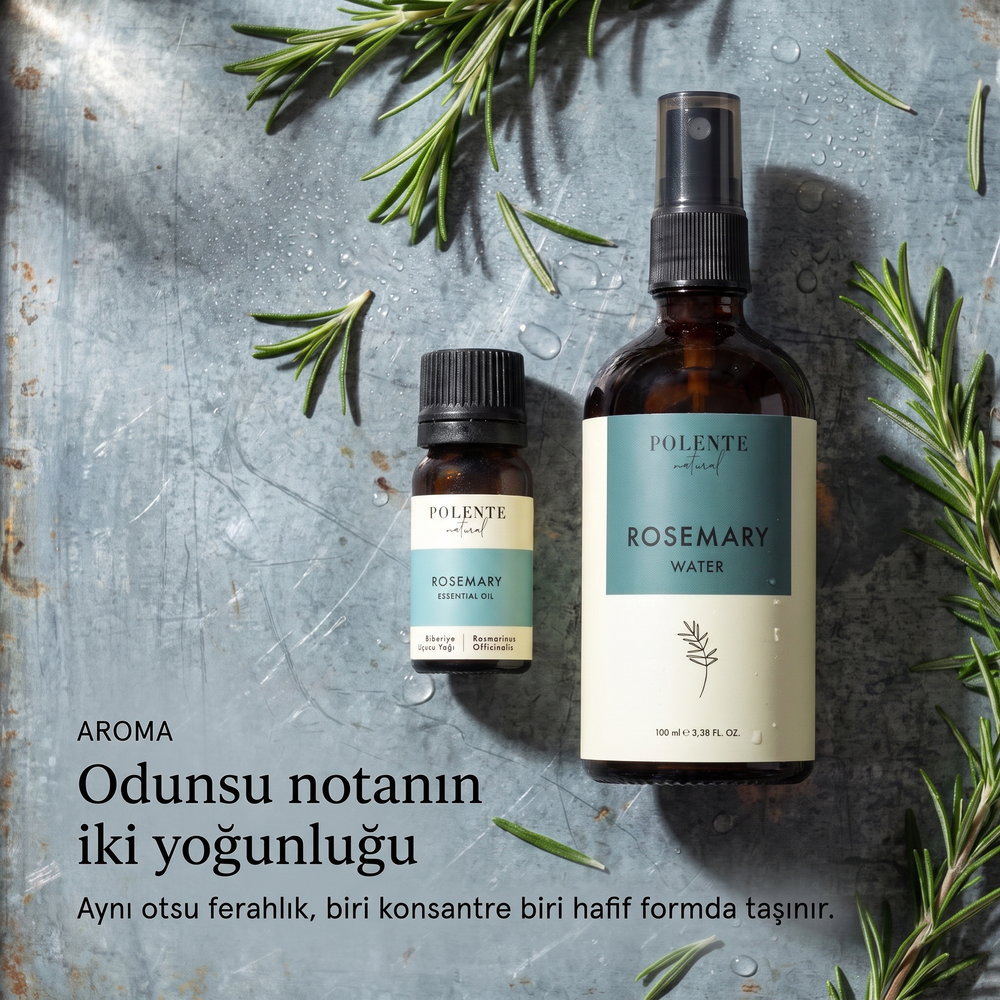 Biberiye Uçucu Yağı &amp; Biberiye Suyu Seti — biberiye aromasının iki yoğunluğu, konsantre yağ ve hafif su