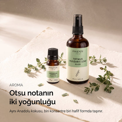 Kekik Uçucu Yağı &amp; Kekik Suyu Seti — kekik aromasının iki yoğunluğu, konsantre yağ ve hafif su