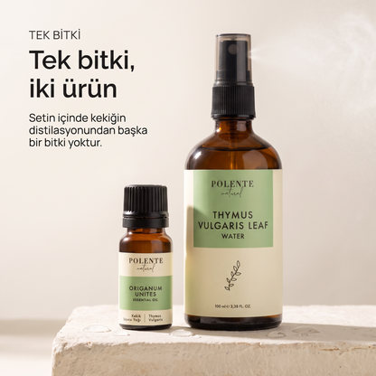 Kekik Uçucu Yağı &amp; Kekik Suyu Seti — tek bitki iki ürün, kekik uçucu yağı ve suyu bir arada