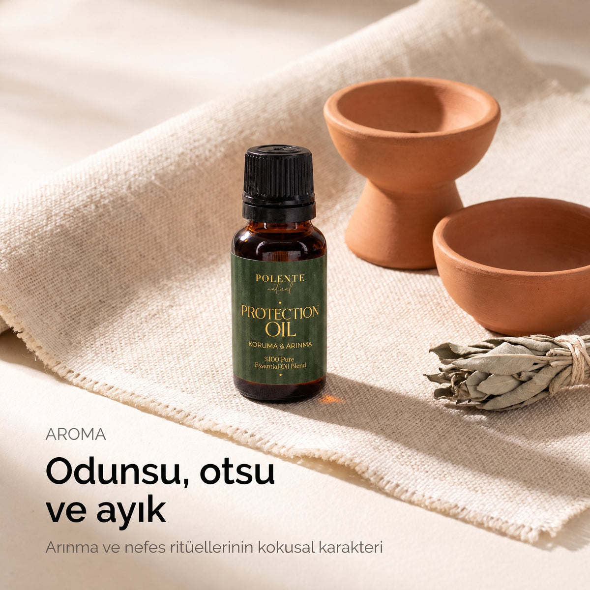 Koruma &amp; Arınma Karışımı aroma karakteri — odunsu, otsu ve ayık arınma notası