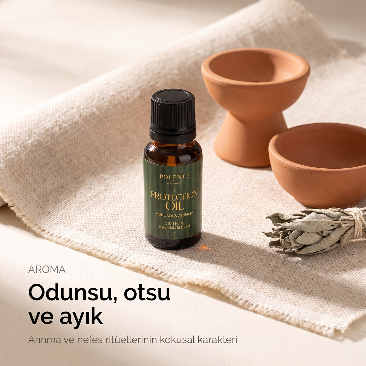 Koruma &amp; Arınma Karışımı aroma karakteri — odunsu, otsu ve ayık arınma notası