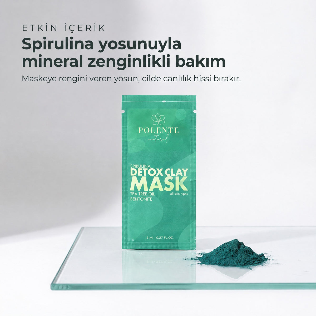 Spirulina Yosunlu Detoks Kil Maskesi 8x8 ml — Spirulina yosunu ile mineral zenginlikli bakım
