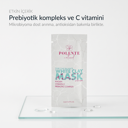 Prebiyotik İçeren Dengeleyici Beyaz Kil Maskesi 8x8 ml — Prebiyotik Kompleks ve C Vitamini