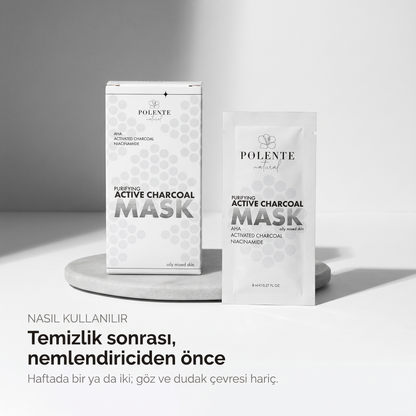 Aktif Karbonlu Arındırıcı Kil Maskesi 8x8 ml — temizlik sonrası, nemlendiriciden önce kullanım