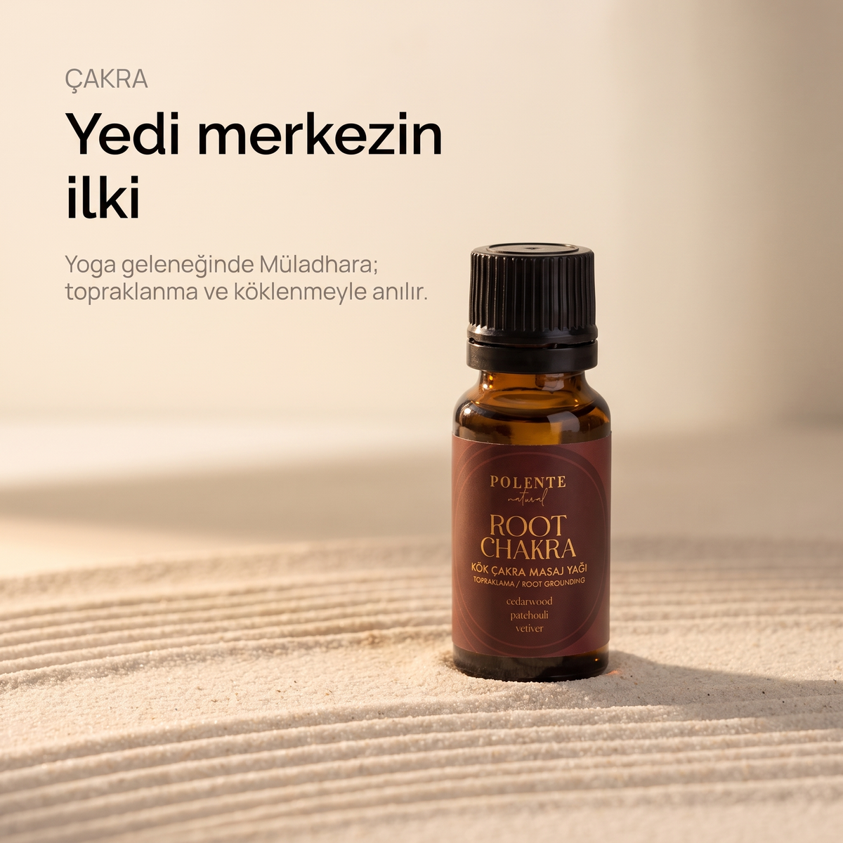 Kök Çakra Yağı 20 ml — yedi çakra merkezinin ilki, yoga geleneğinde Müladhara