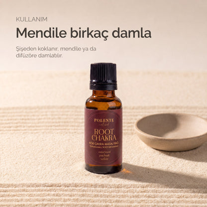 Kök Çakra Yağı kullanımı — şişeden koklama, mendile ya da difüzöre damlatma