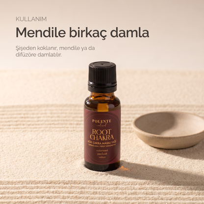 Kök Çakra Yağı kullanımı — şişeden koklama, mendile ya da difüzöre damlatma