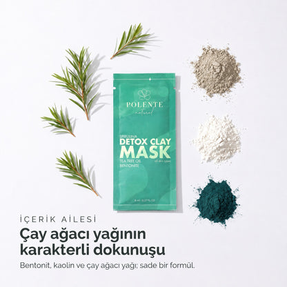 Spirulina Yosunlu Detoks Kil Maskesi 8x8 ml — Çay Ağacı Yağı, bentonit ve kaolin içerik ailesi