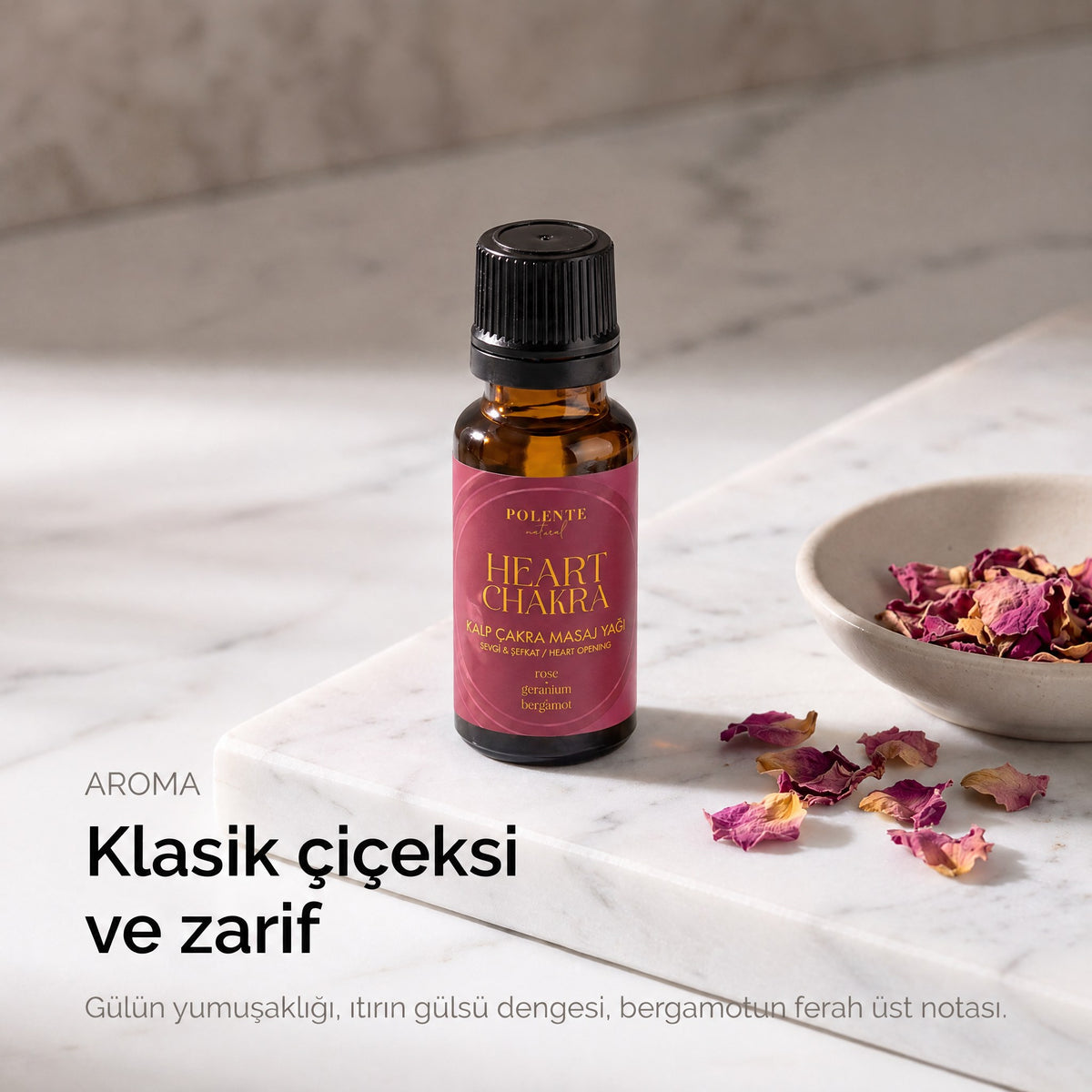 Kalp Çakra Yağı aroma profili — klasik çiçeksi ve zarif notalar