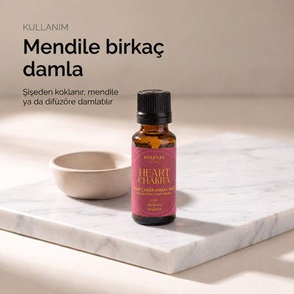 Kalp Çakra Yağı kullanımı — şişeden koklama, mendile ya da difüzöre damlatma
