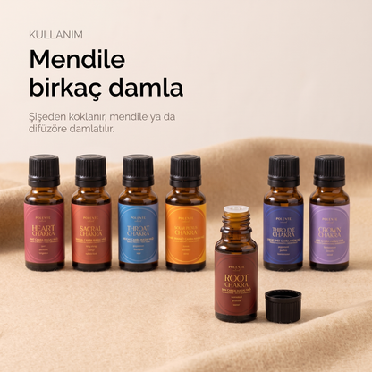 Chakra Ritual Collection kullanımı — şişeden koklama, mendile ya da difüzöre damlatma