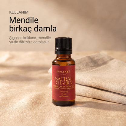 Sakral Çakra Yağı kullanımı — şişeden koklama, mendile ya da difüzöre damlatma