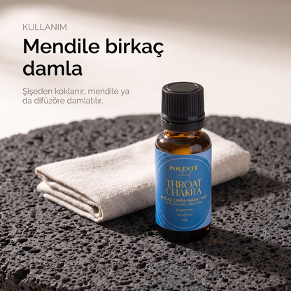 Boğaz Çakra Yağı kullanımı — şişeden koklama, mendile ya da difüzöre damlatma