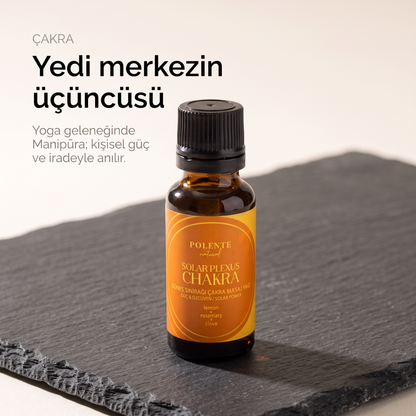 Güneş Sinirağı Çakra Yağı 20 ml — yedi çakra merkezinin üçüncüsü, yoga geleneğinde Manipūra