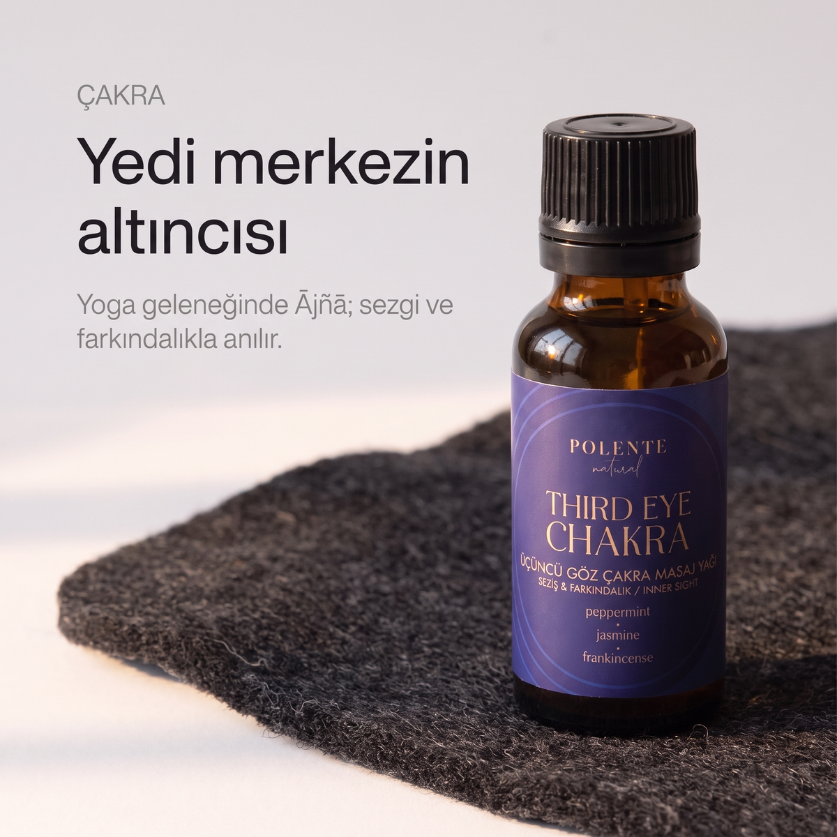 Üçüncü Göz Çakra Yağı 20 ml — yedi çakra merkezinin altıncısı, yoga geleneğinde Ājñā