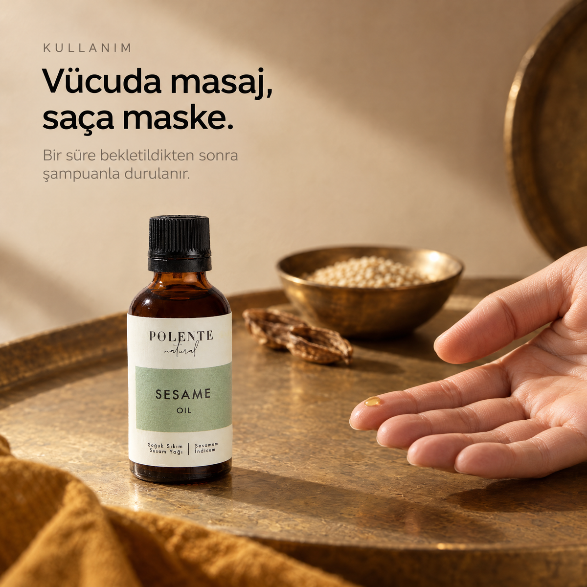 Susam Yağı 50 ml — kullanım: parmak ucunda tek damla yağ