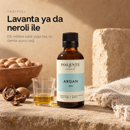 Argan Yağı 50 ml — taşıyıcı yağ, cam beher içinde berrak altın rengi yağ