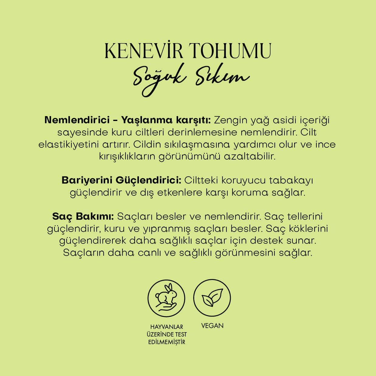 Kenevir Tohumu Yağı - Soğuk Sıkım (50 ml)