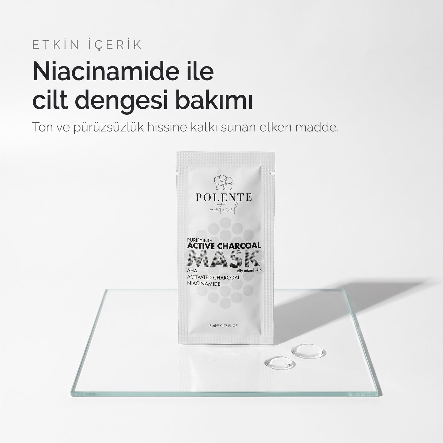 Aktif Karbonlu Arındırıcı Kil Maskesi 8x8 ml — Niacinamide ile cilt dengesi bakımı