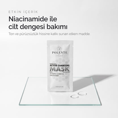 Aktif Karbonlu Arındırıcı Kil Maskesi 8x8 ml — Niacinamide ile cilt dengesi bakımı