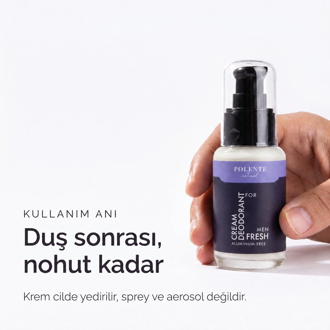 MEN FRESH DEODORANT 50 ml — Duş sonrası, nohut kadar krem cilde yedirilir