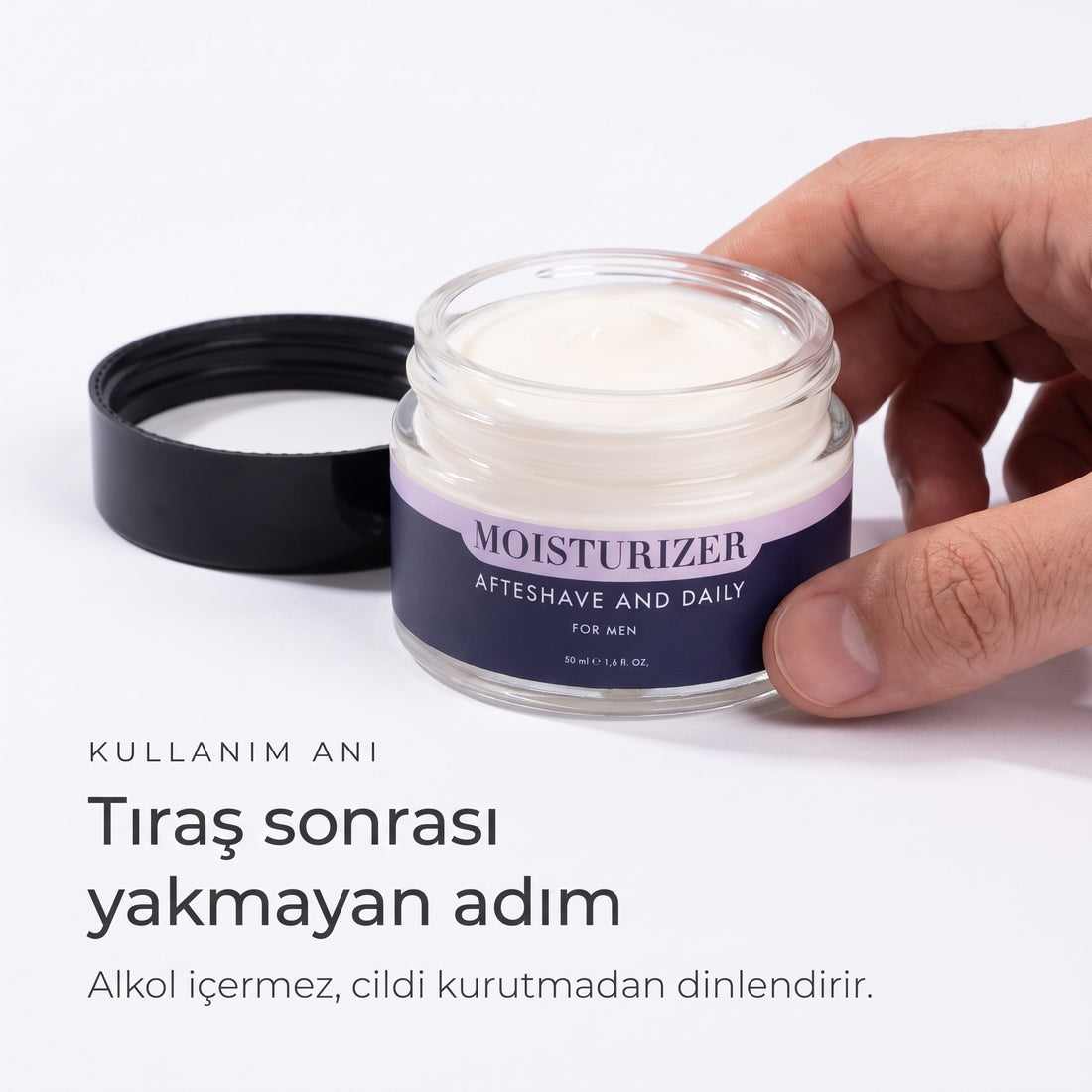 MEN MOISTURIZER CREAM 50 ml — Tıraş sonrası yakmayan adım, alkol içermez