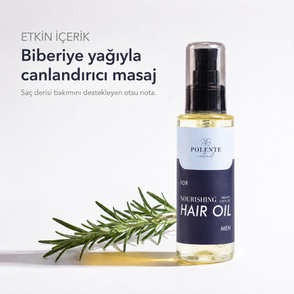 MEN NOURISHING HAIR CARE OIL 100 ml — Biberiye uçucu yağıyla canlandırıcı masaj