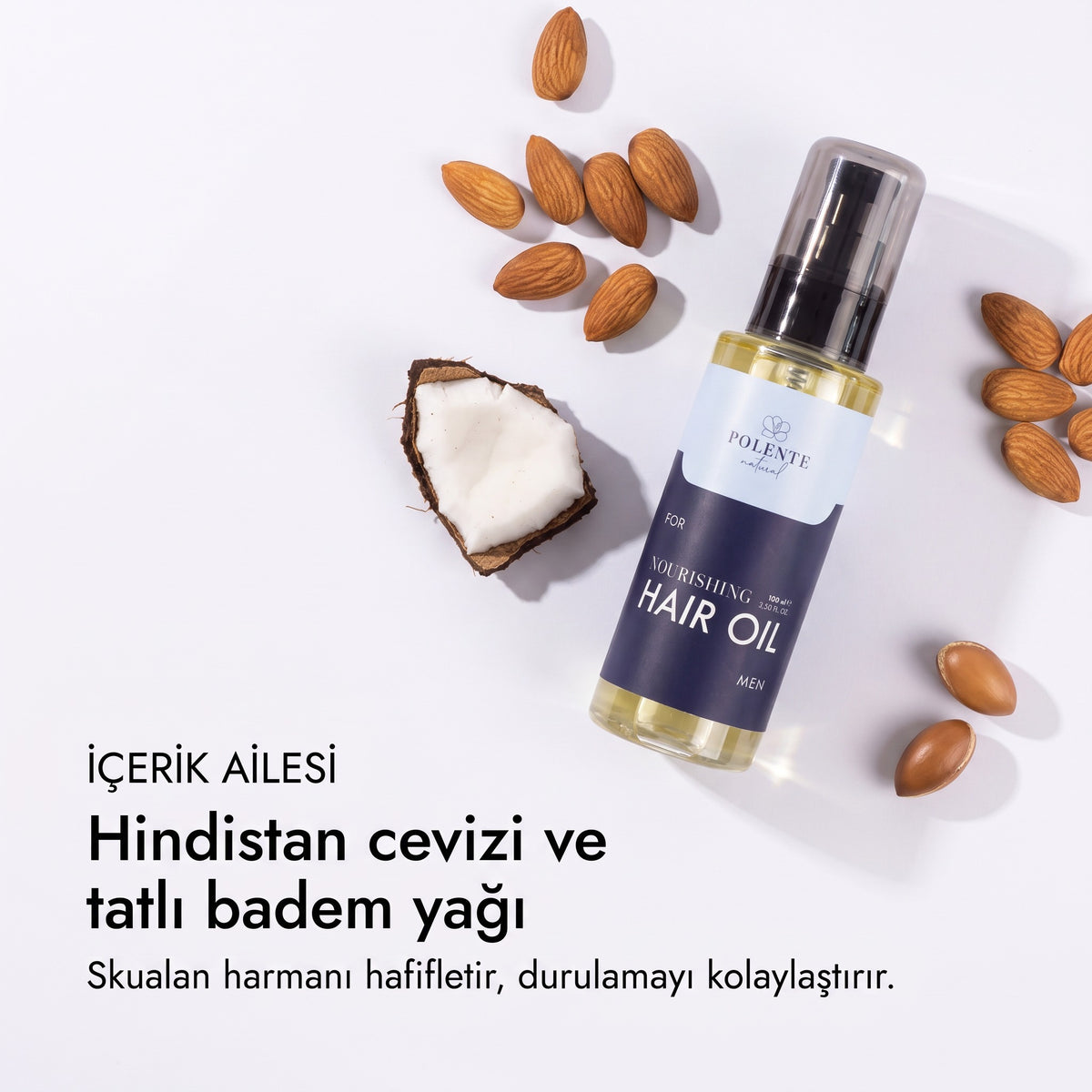 MEN NOURISHING HAIR CARE OIL 100 ml — Badem, hindistan cevizi ve skualan harmanı