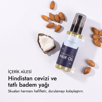 MEN NOURISHING HAIR CARE OIL 100 ml — Badem, hindistan cevizi ve skualan harmanı