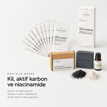 Akne Sivilce Bakım Seti — Kil, aktif karbon ve niacinamide