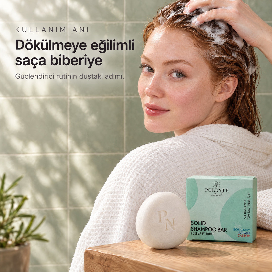 Biberiyeli Güçlendirici Katı Şampuan — Dökülmeye eğilimli saça biberiye