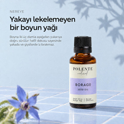 Borage (Hodan) Yağı 30 ml — yakayı lekelemeyen bir boyun yağı