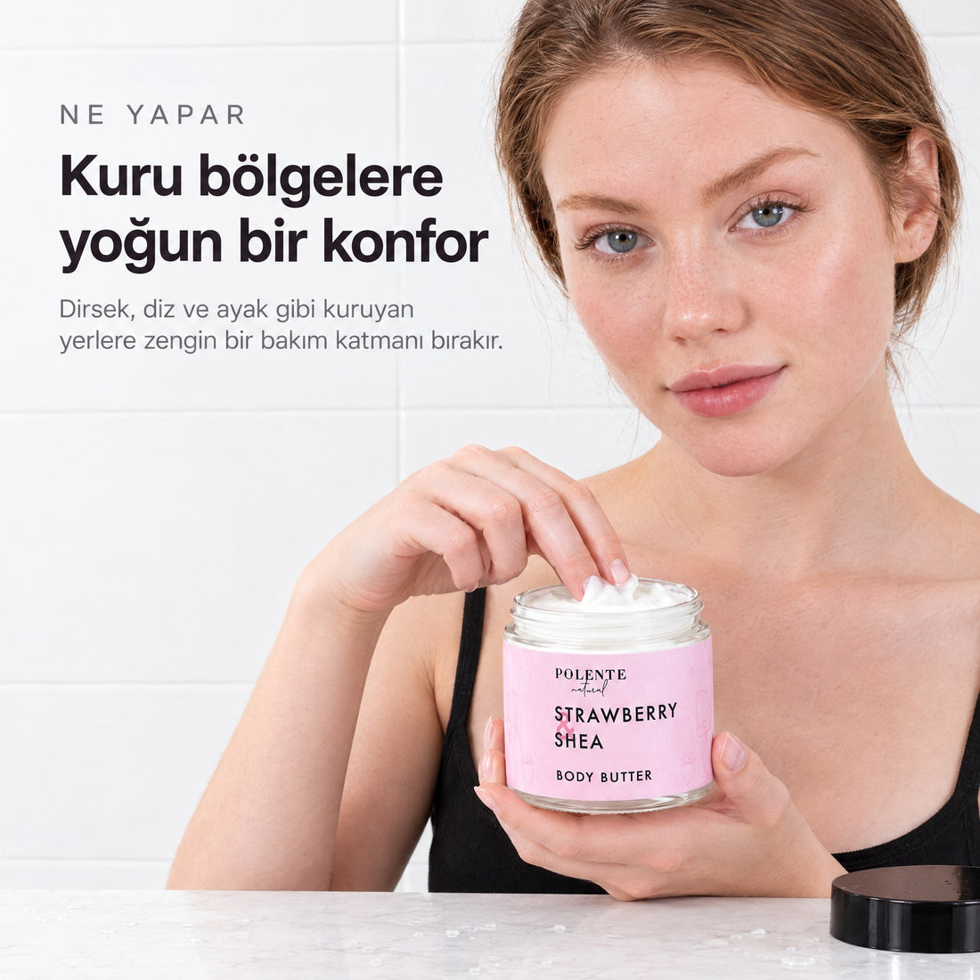 Çilek & Shea Body Butter 100 ml — kuru bölgelere yoğun bir konfor