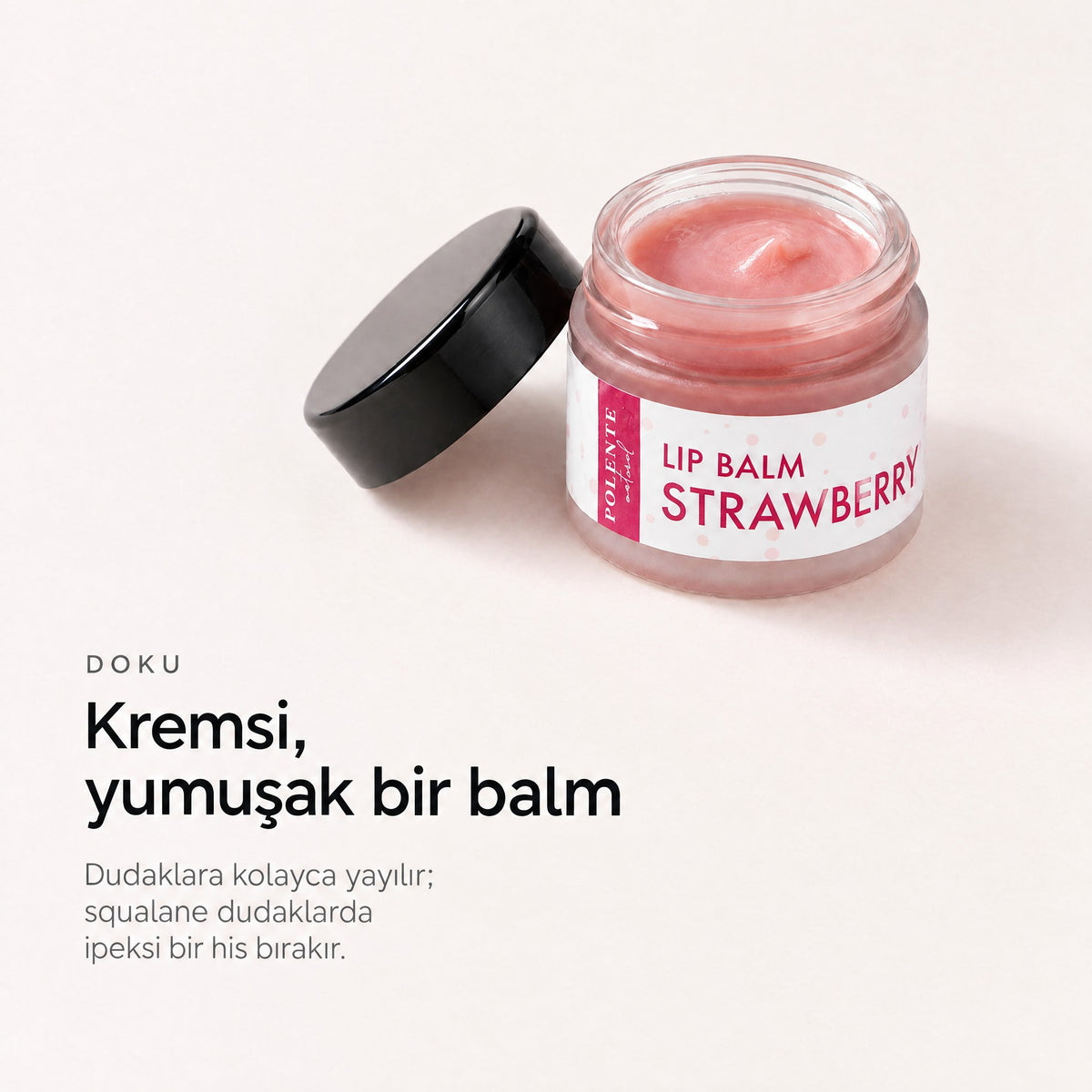 Çilekli Lip Balm 10 ml — Kremsi, yumuşak bir balm
