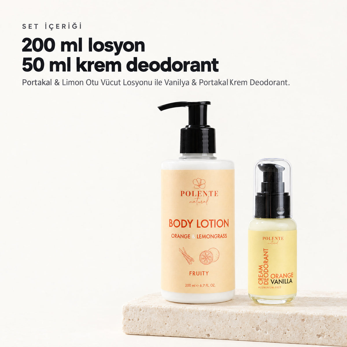 CITRUS MORNING set içeriği — 200 ml vücut losyonu ve 50 ml krem deodorant